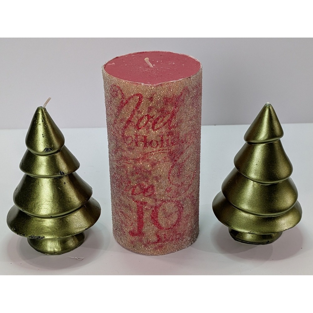 Christmas Candle Set Unisex OS Red Green Good Noel Joy Tree Decor